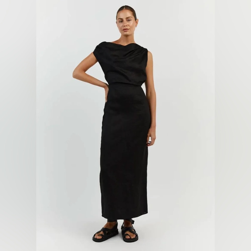 DISSH Cass Linen Dress Womens 10 Asym Midi